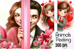 Valentine Peeking Clipart Bundle - CraftNest - Digital Crafting and Art