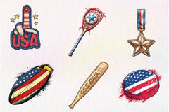 Patriotic Sports Elements Clipart Bundle - CraftNest - Digital Crafting and Art