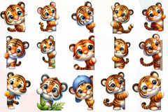 Tiger Peeking Around Corner Clipart Bundle - CraftNest - Digital Crafting and Art