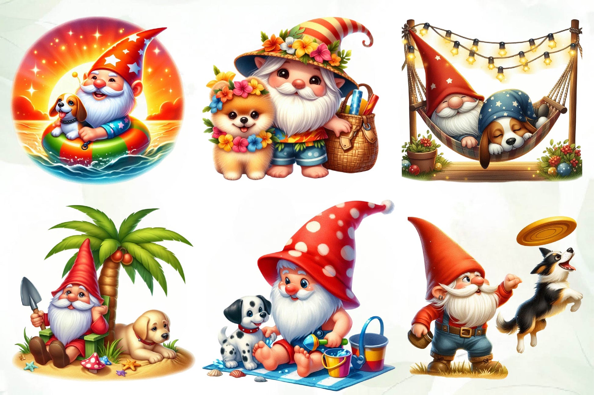 Beach Dog Gnome Collection Clipart Bundle 1 - CraftNest - Digital Crafting and Art