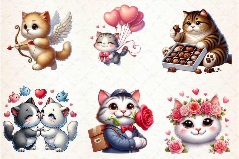 Cute Cat Valentine Clipart Bundle - CraftNest - Digital Crafting and Art