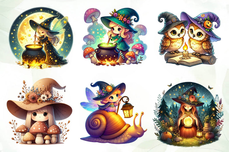 Cozy Magic Fairy Forest Witch Clipart Bundle - CraftNest - Digital Crafting and Art