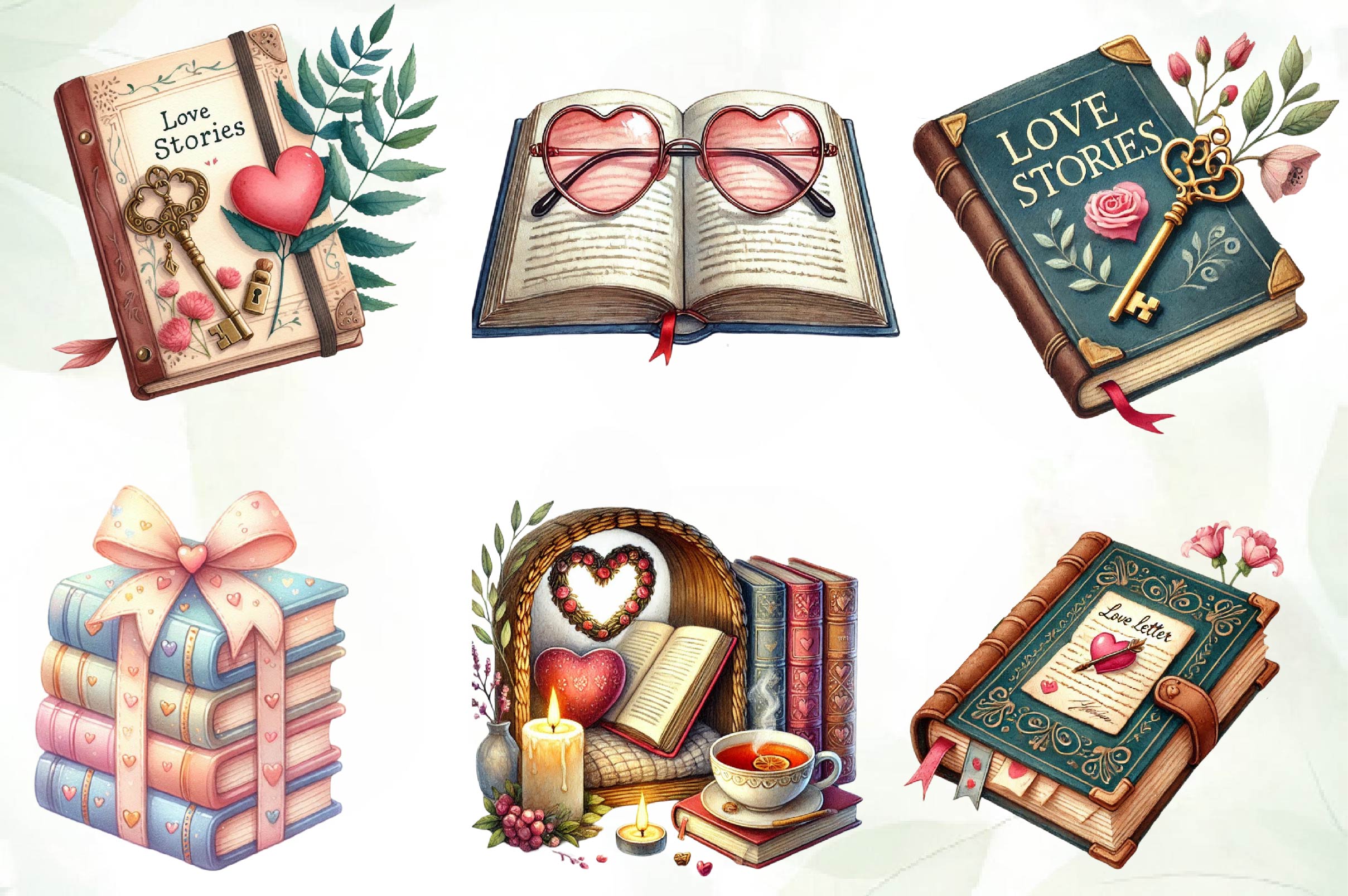 Valentine Bookish Clipart Bundle - CraftNest - Digital Crafting and Art