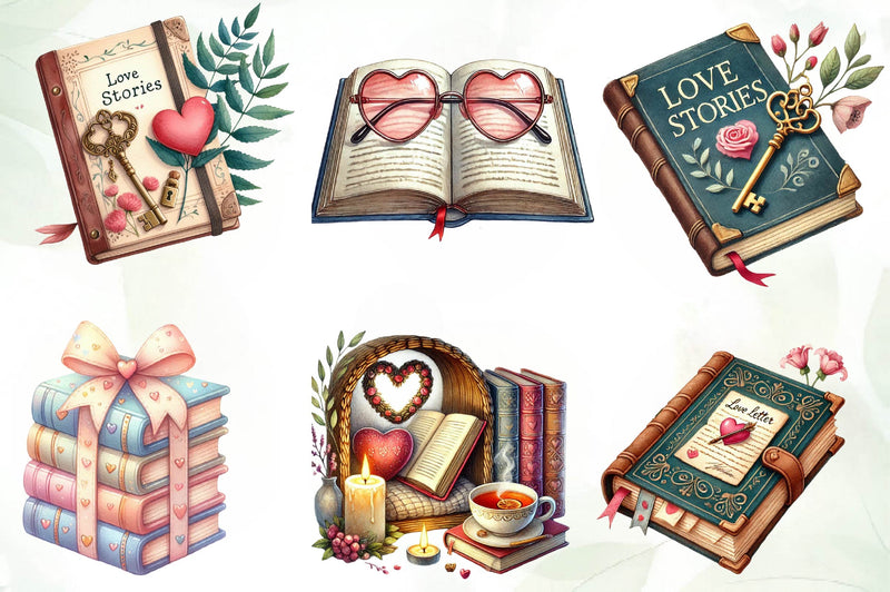 Valentine Bookish Clipart Bundle - CraftNest - Digital Crafting and Art