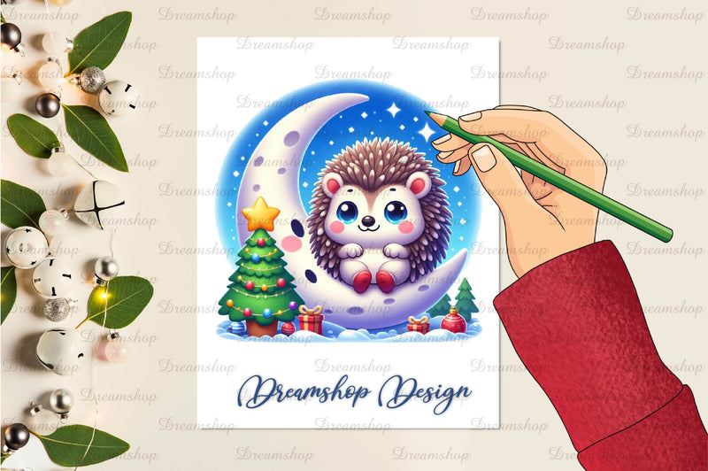 Christmas Cute Hedgehog Clipart Bundle - CraftNest - Digital Crafting and Art