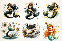 New Year Mermaid Clipart Bundle - CraftNest - Digital Crafting and Art