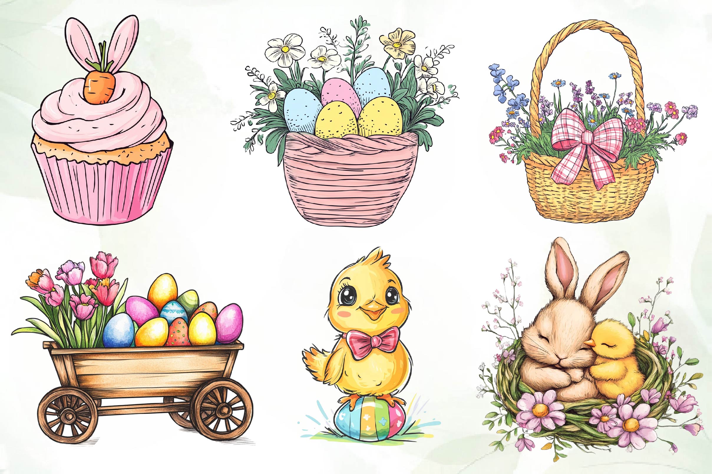 Cute Pastel Easter Clipart Bundle - CraftNest - Digital Crafting and Art