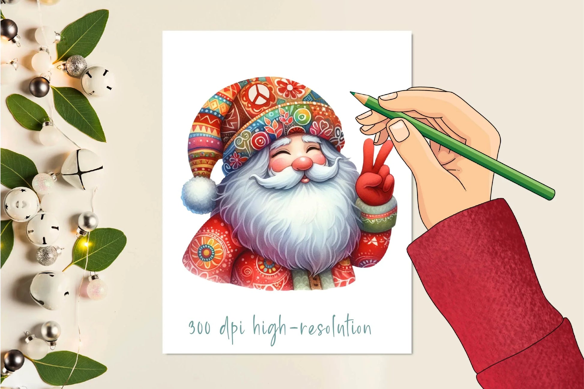 Hippie Santa Claus Clipart Bundle - CraftNest - Digital Crafting and Art