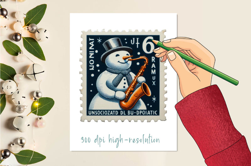 Christmas Snowman Postage Stamps Clipart Bundle - CraftNest - Digital Crafting and Art