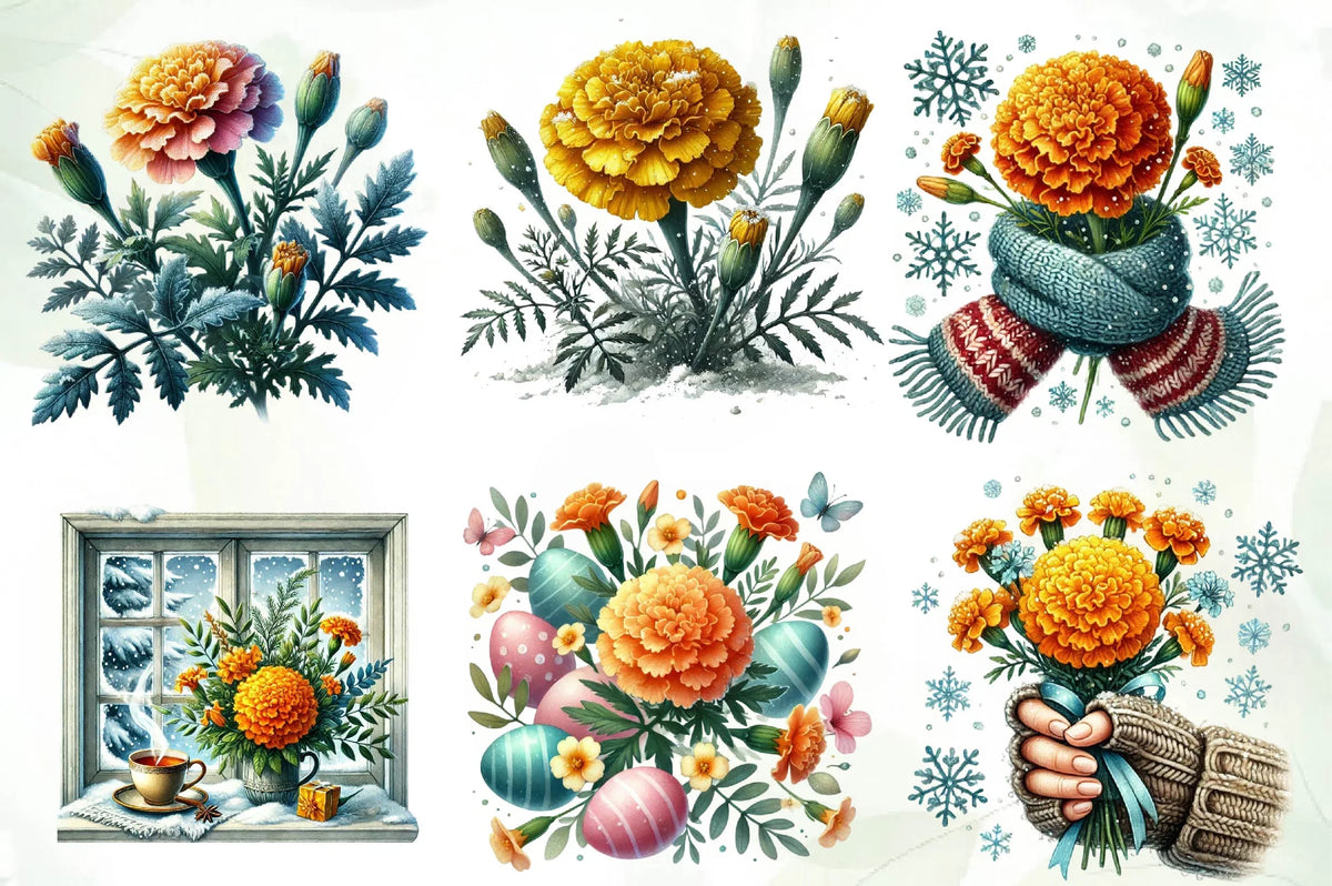 Chilly Spring Background Marigold Chilly Spring Day Clipart Bundle