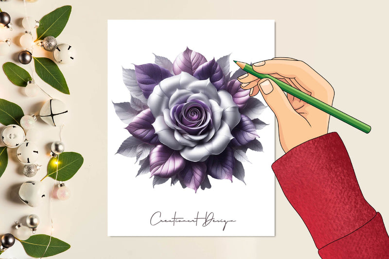 Purple And Silver Floral Clipart Bundle - CraftNest - Digital Crafting and Art