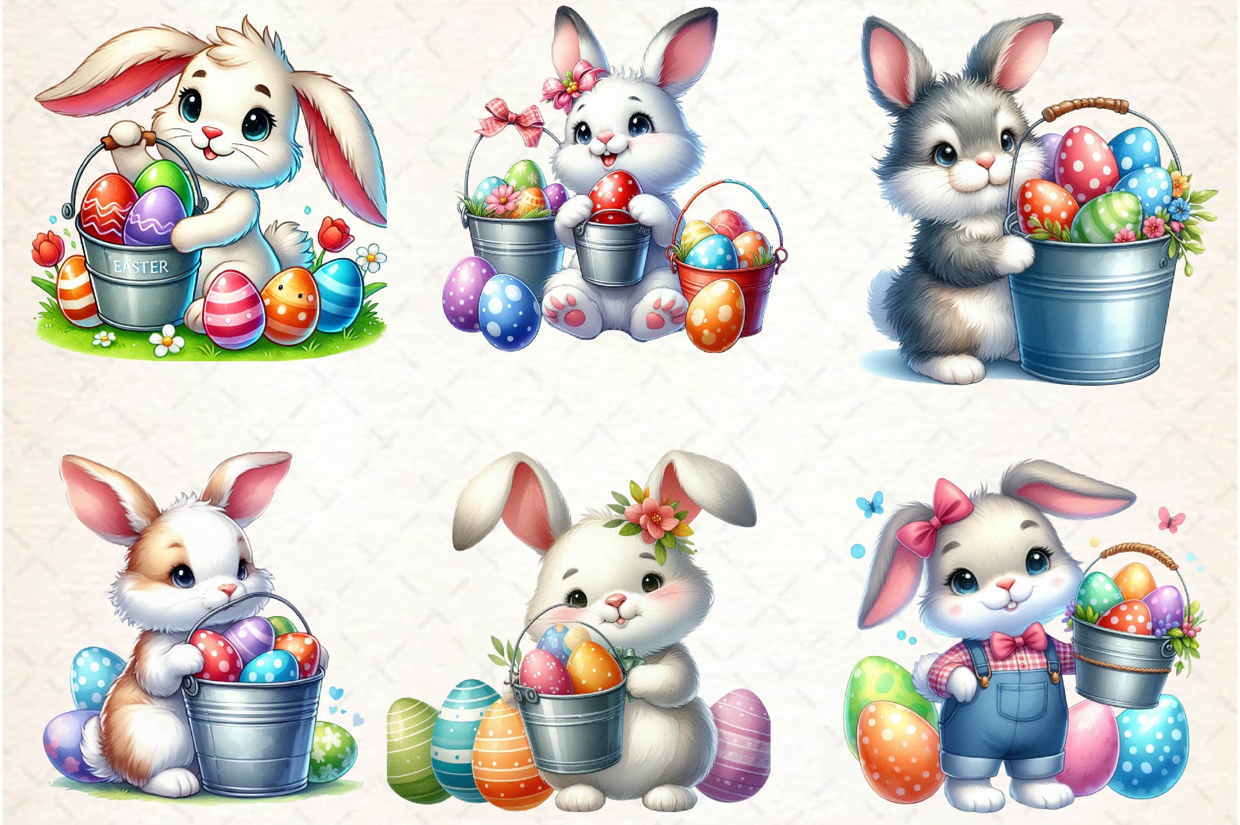 Easter Bunny Basket Clipart Bundle - CraftNest - Digital Crafting and Art