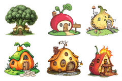 Vegetable Houses Clipart Bundle - CraftNest - Digital Crafting and Art