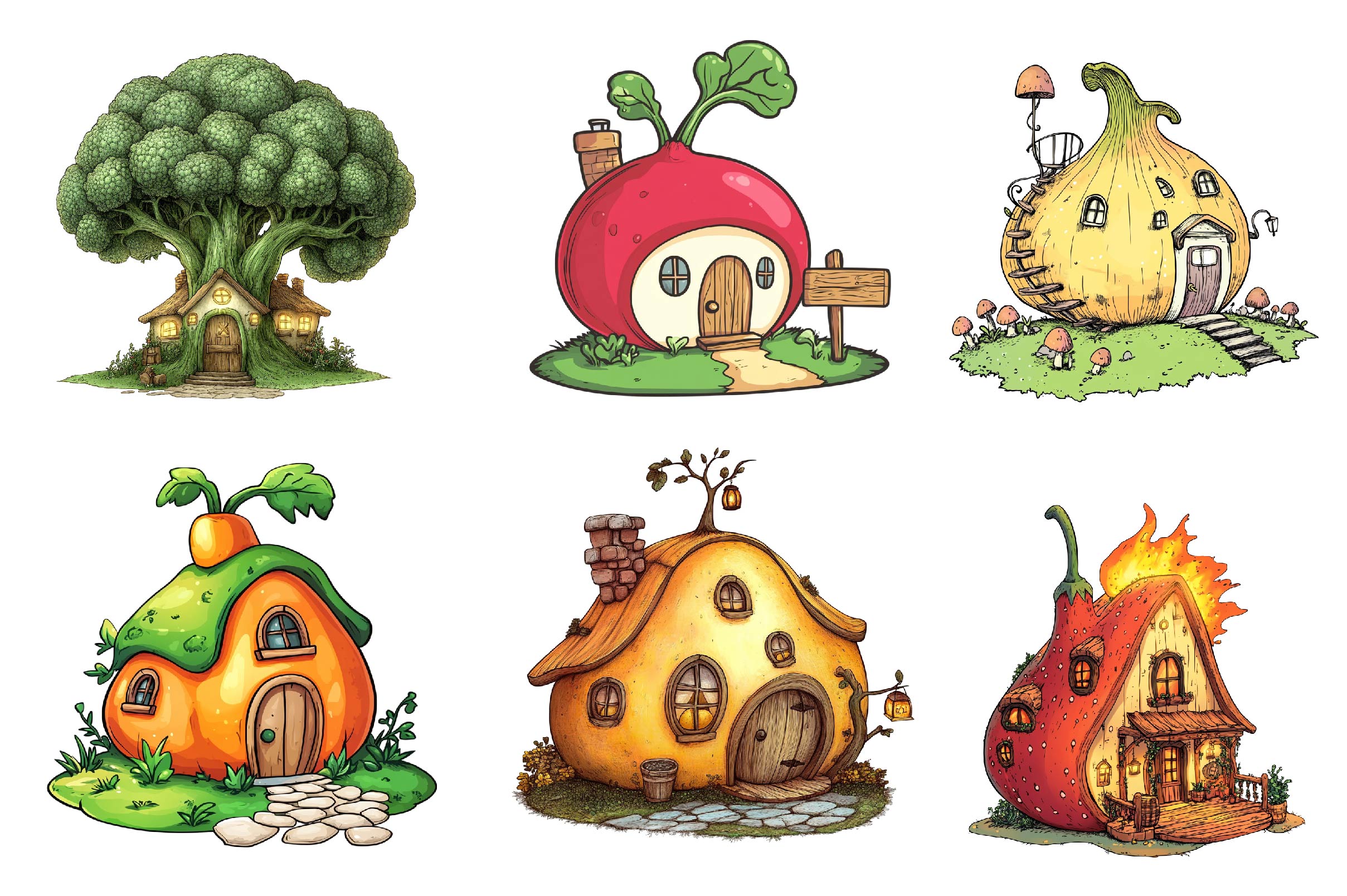 Vegetable Houses Clipart Bundle - CraftNest - Digital Crafting and Art