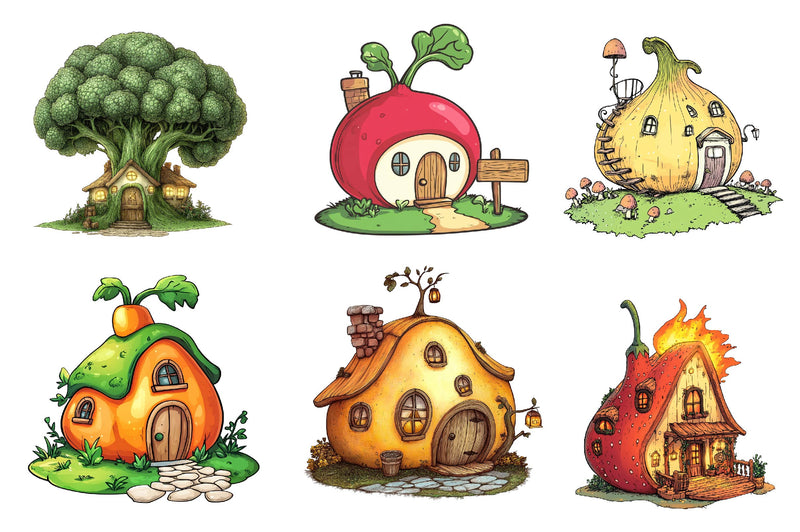 Vegetable Houses Clipart Bundle - CraftNest - Digital Crafting and Art