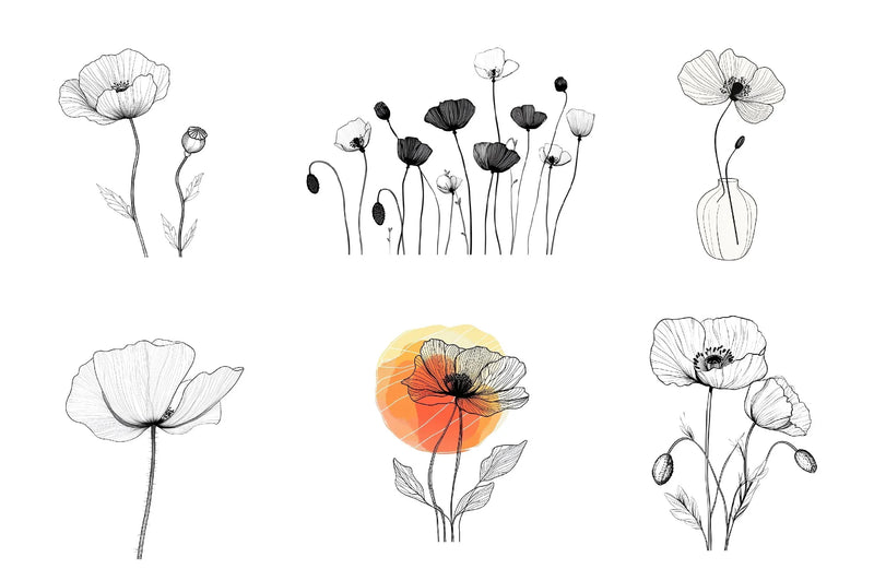 Poppy Flower Clipart Bundle - CraftNest - Digital Crafting and Art