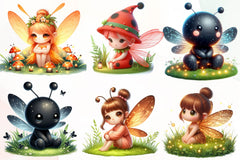 Cute Fireflies Fairy Clipart Bundle - CraftNest - Digital Crafting and Art