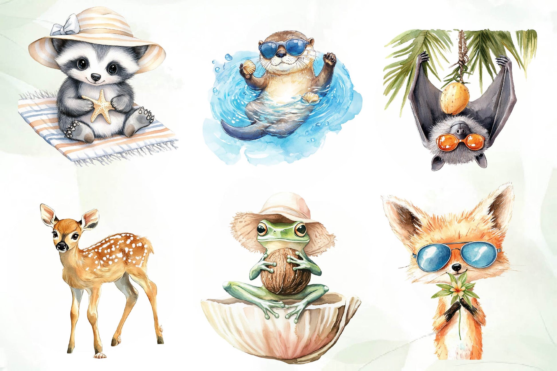 Happy Beach Day Forest Animals Clipart Bundle - CraftNest - Digital Crafting and Art