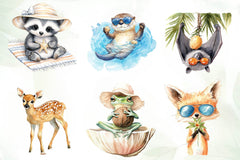 Happy Beach Day Forest Animals Clipart Bundle - CraftNest - Digital Crafting and Art