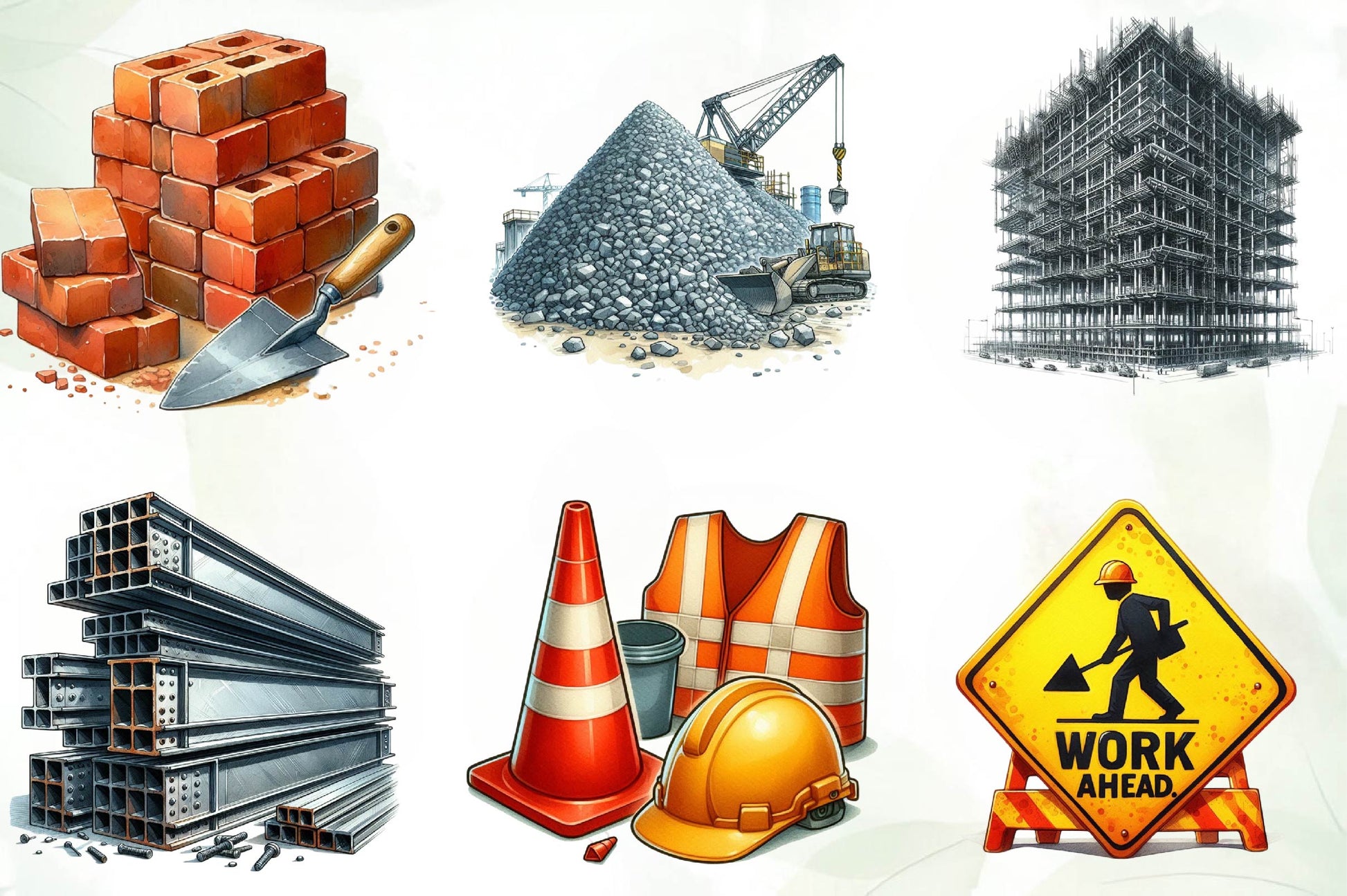 Construction Vehicle And Element Clipart Bundle - CraftNest - Digital Crafting and Art
