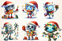 Funny Festive Robot Clipart Bundle - CraftNest - Digital Crafting and Art