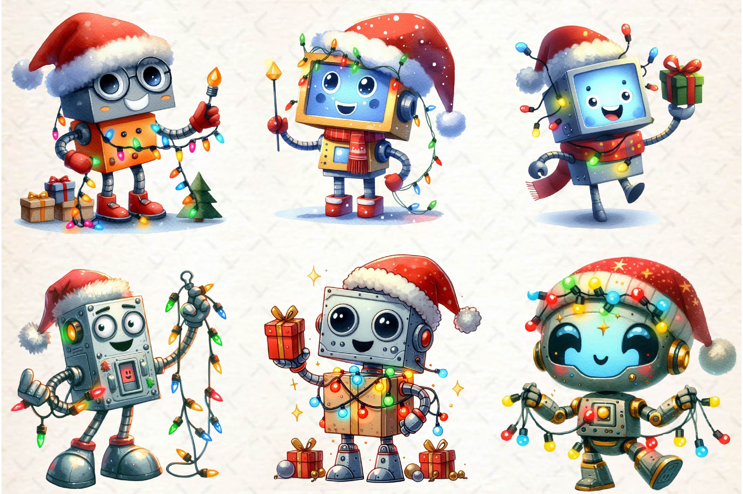 Funny Festive Robot Clipart Bundle - CraftNest - Digital Crafting and Art