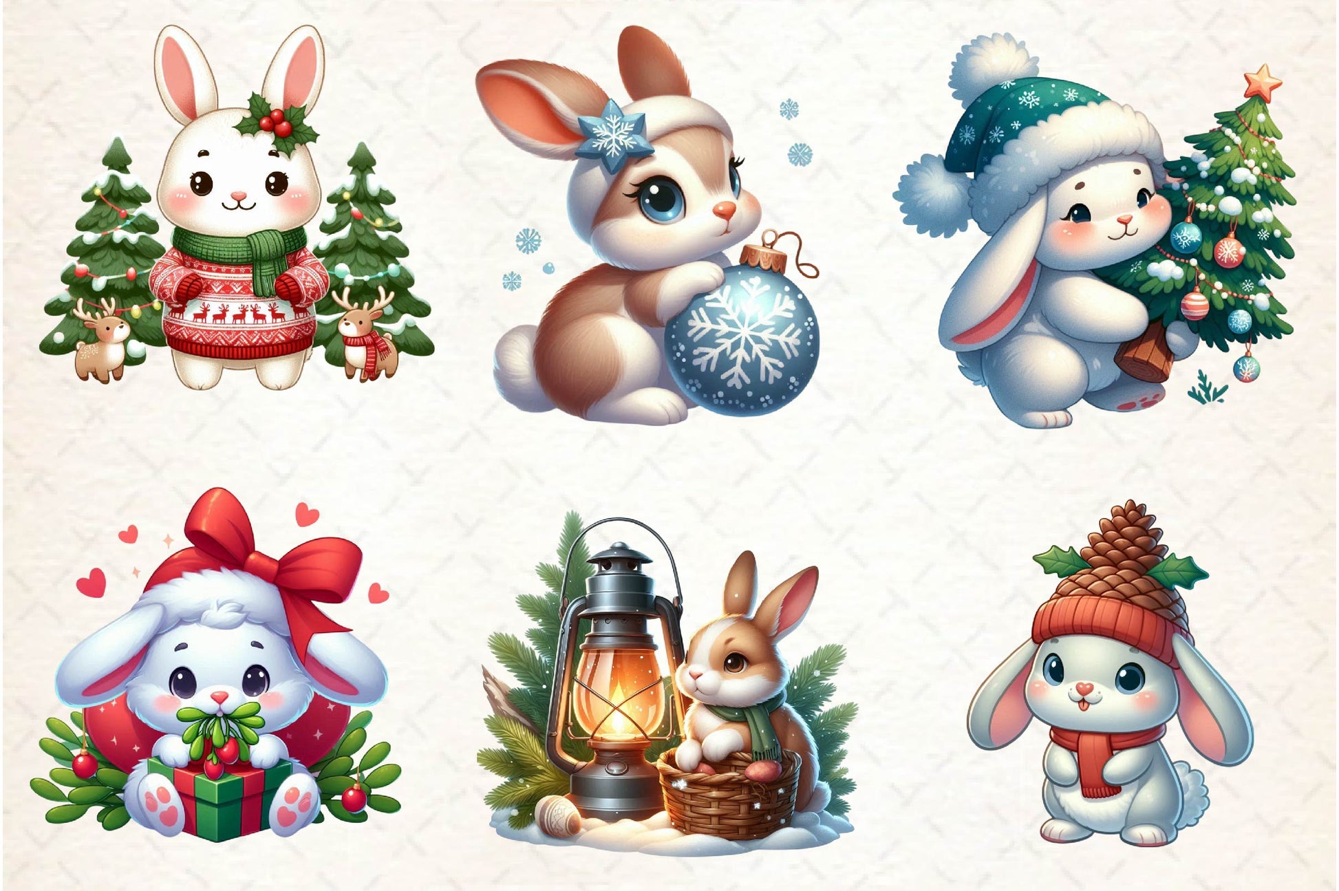 Woodland Christmas Bunny Clipart Bundle - CraftNest - Digital Crafting and Art