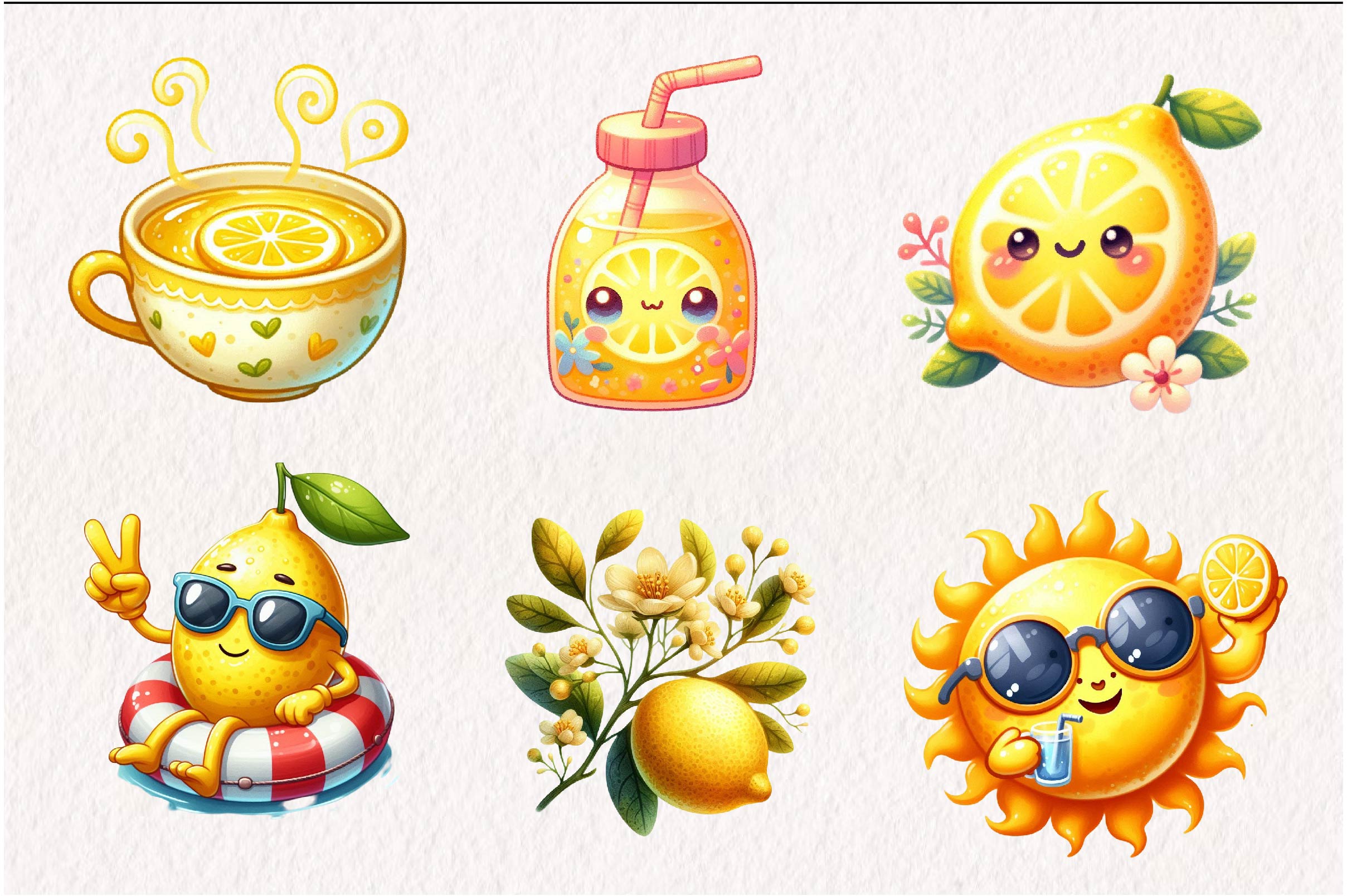 Summer Lemons Clipart Bundle - CraftNest - Digital Crafting and Art