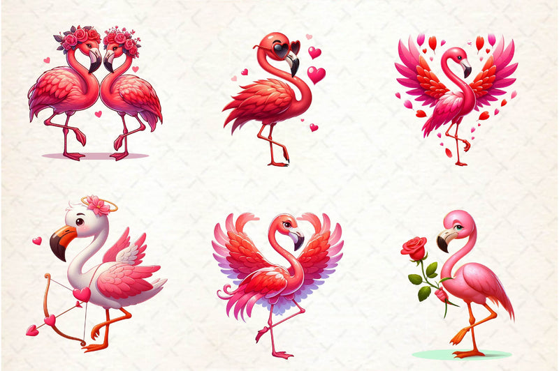 Valentine's Day Love Flamingo Clipart Bundle - CraftNest - Digital Crafting and Art