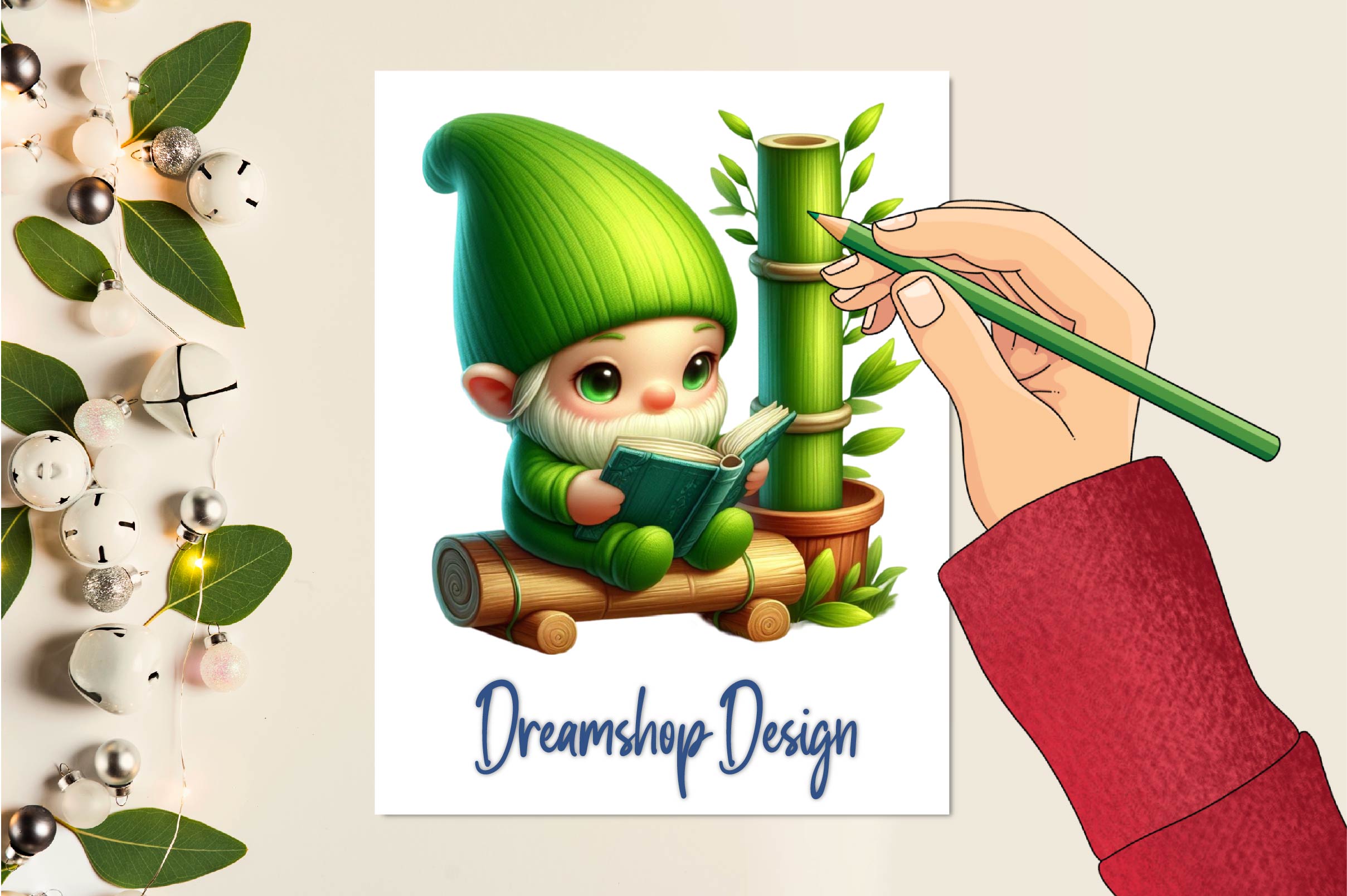 Cute Green Gnome Clipart Bundle - CraftNest - Digital Crafting and Art