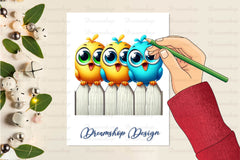 Funny Birds On Fence Clipart Bundle - CraftNest - Digital Crafting and Art