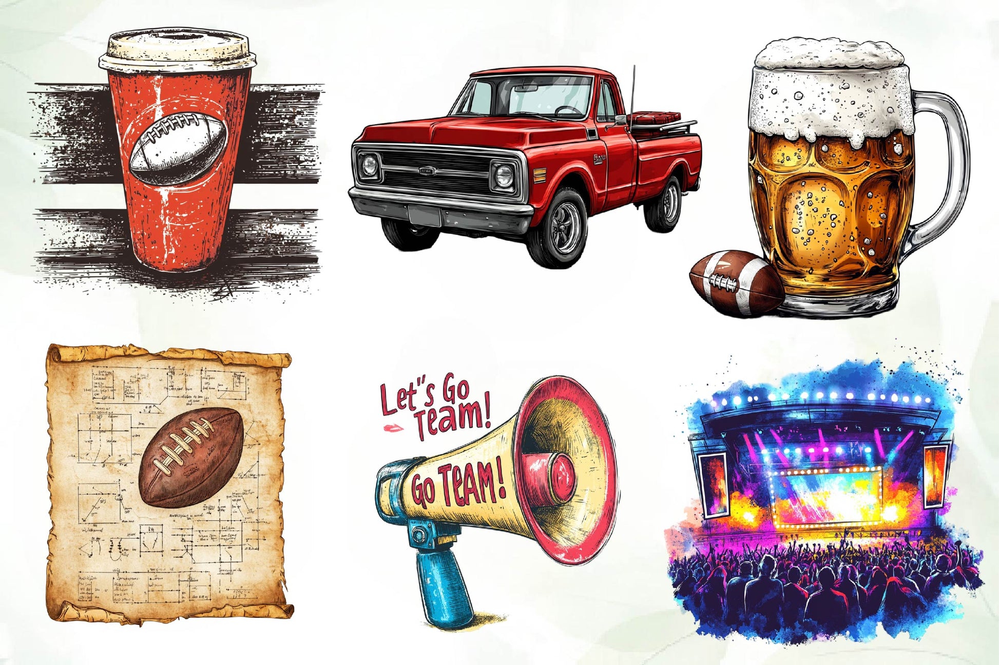 Vintage The Super Bowl Clipart Bundle - CraftNest - Digital Crafting and Art