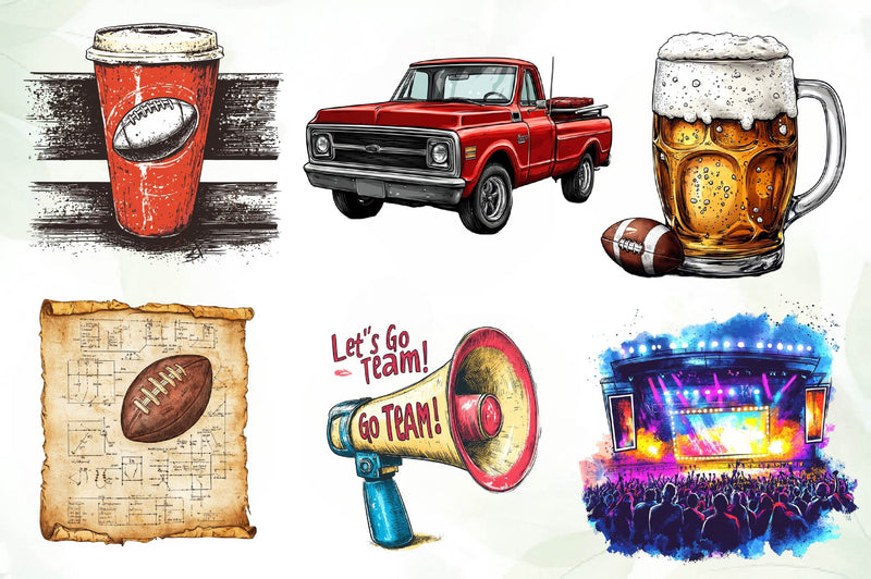 Vintage The Super Bowl Clipart Bundle - CraftNest - Digital Crafting and Art