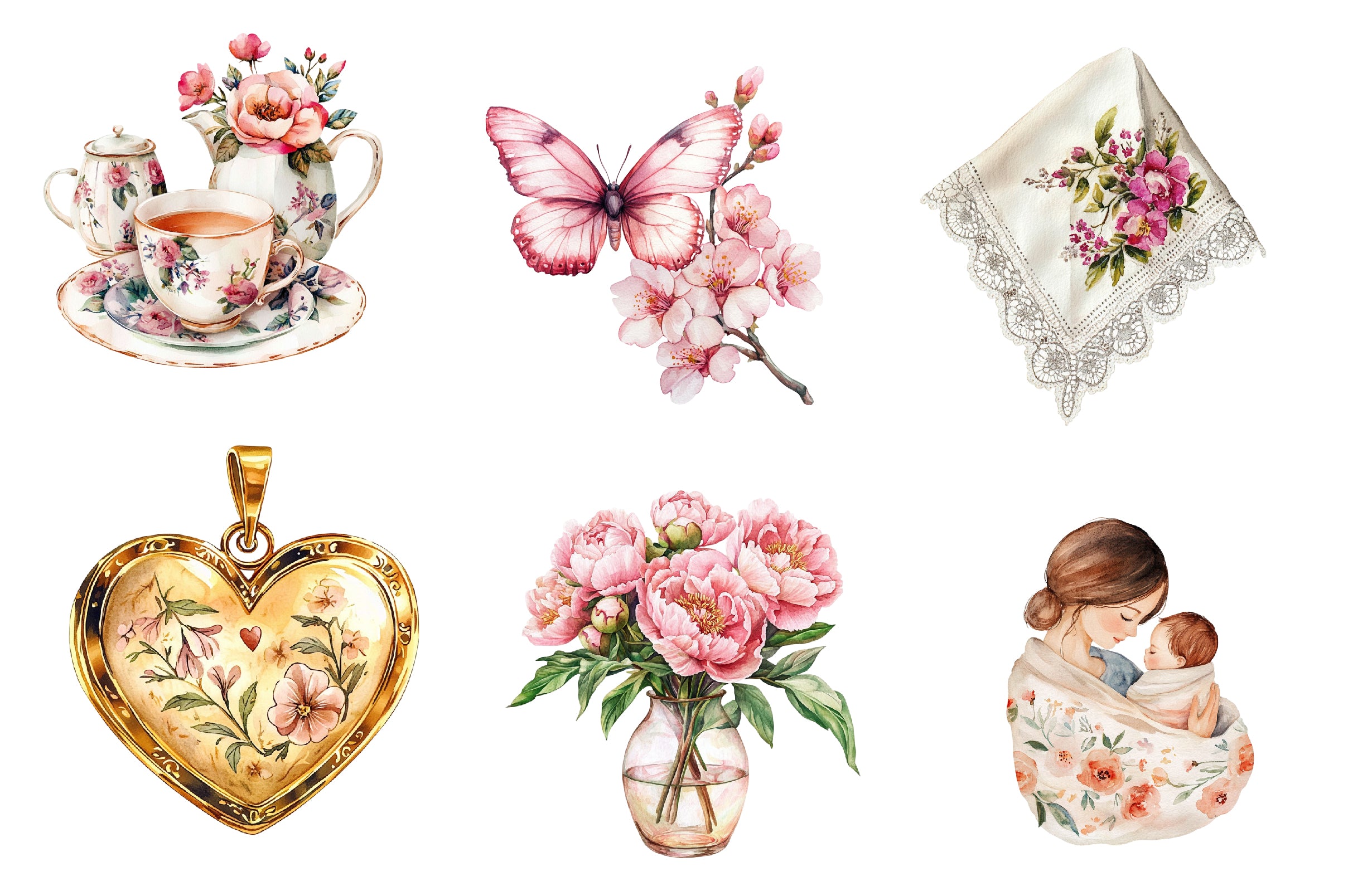 Romantic Mothers Day Clipart Bundle 1 - CraftNest - Digital Crafting and Art