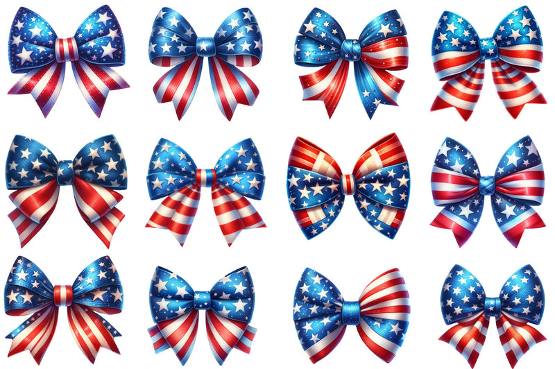 4th Of July Big Bow Ribbon Clipart Bundle - CraftNest - Digital Crafting and Art