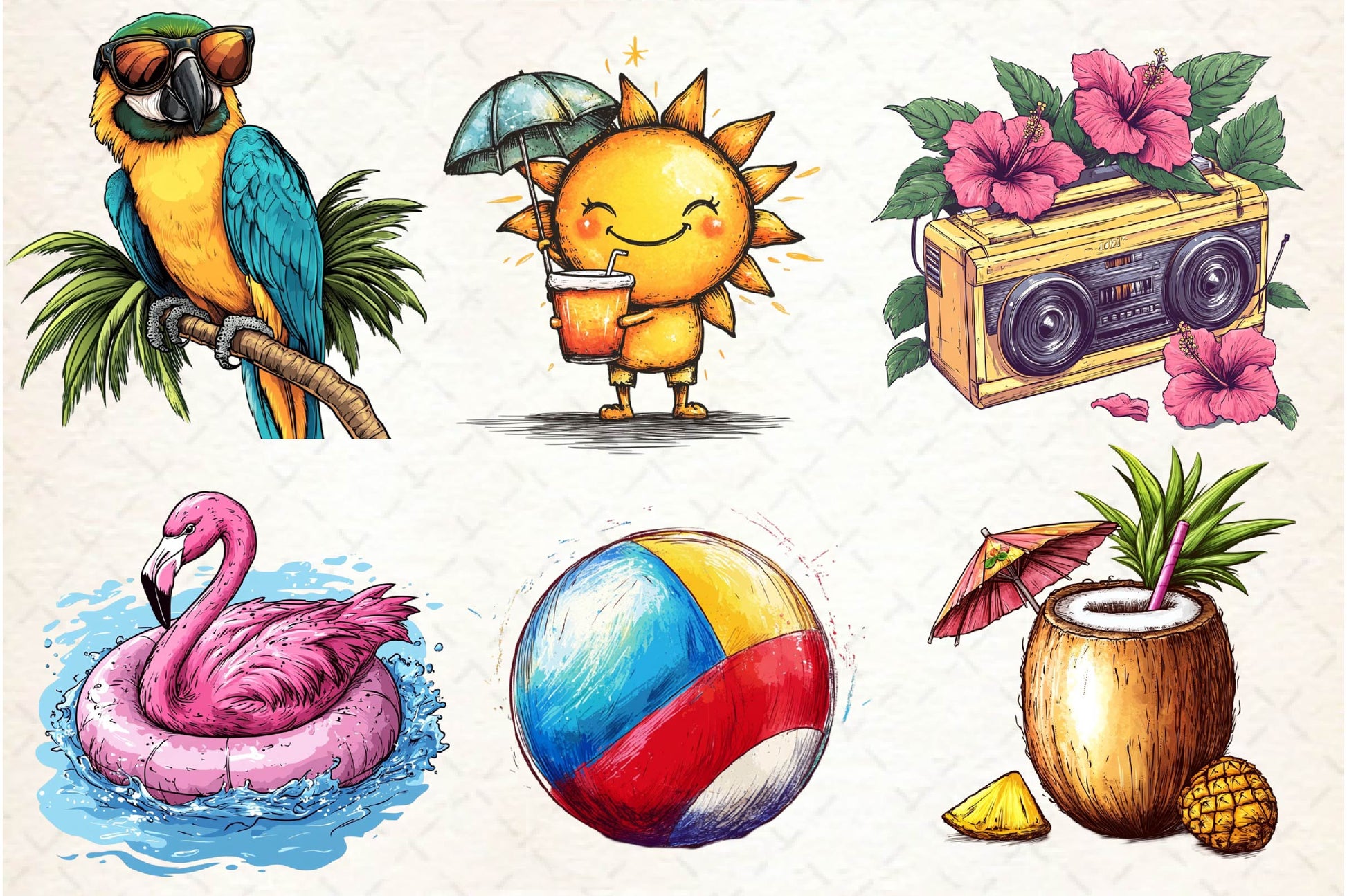 Hand Drawn Summer Clipart Bundle - CraftNest - Digital Crafting and Art