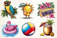 Hand Drawn Summer Clipart Bundle - CraftNest - Digital Crafting and Art