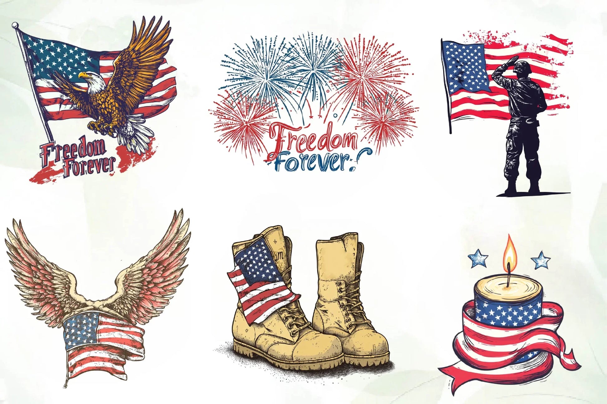 Freedom Forever Memorial Day Design Clipart Bundle - CraftNest - Digital Crafting and Art