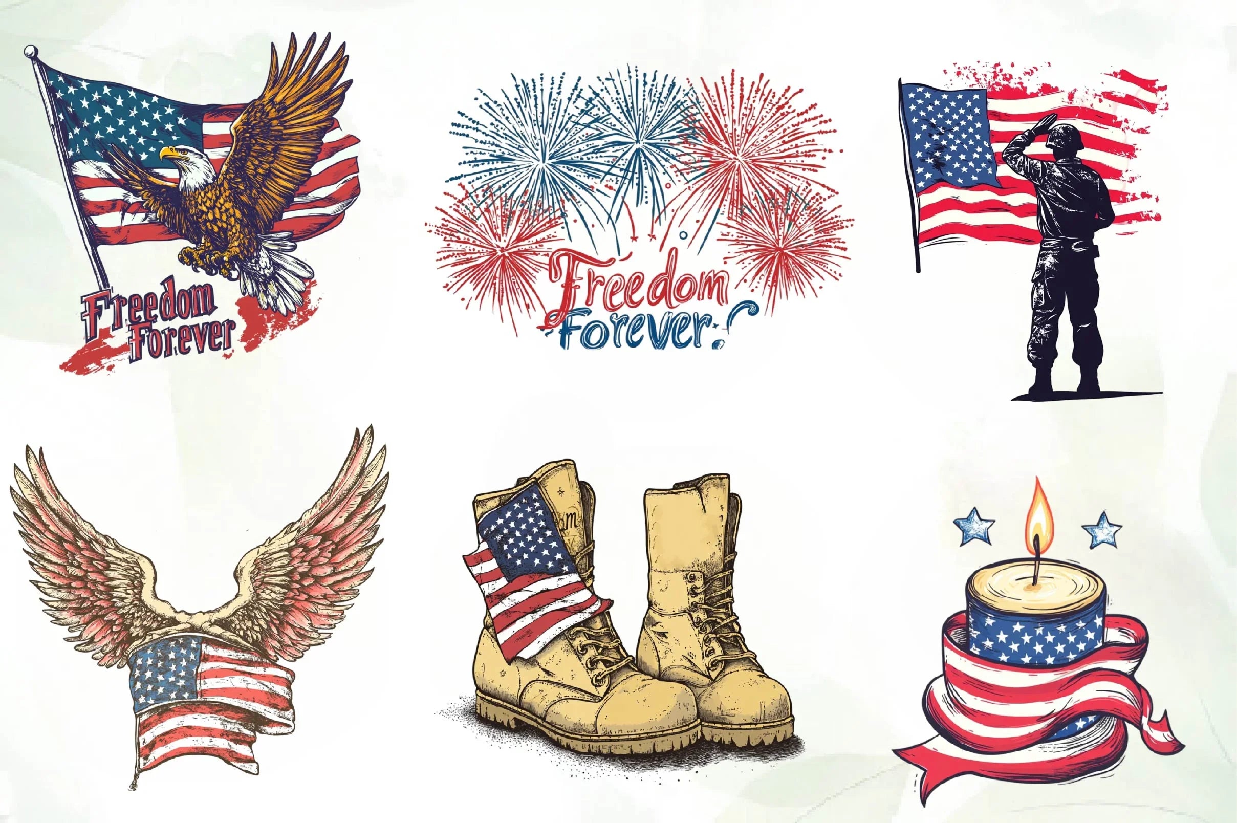 Freedom Forever Memorial Day Design Clipart Bundle - CraftNest - Digital Crafting and Art