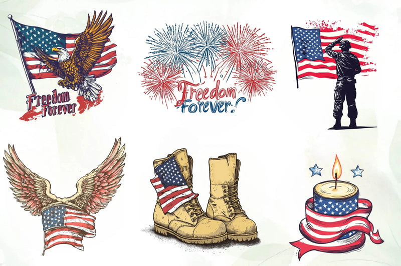 Freedom Forever Memorial Day Design Clipart Bundle - CraftNest - Digital Crafting and Art