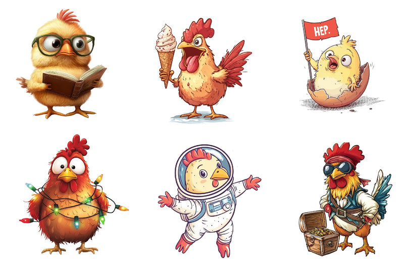 Quirky Funny Chicken Clipart Bundle - CraftNest - Digital Crafting and Art