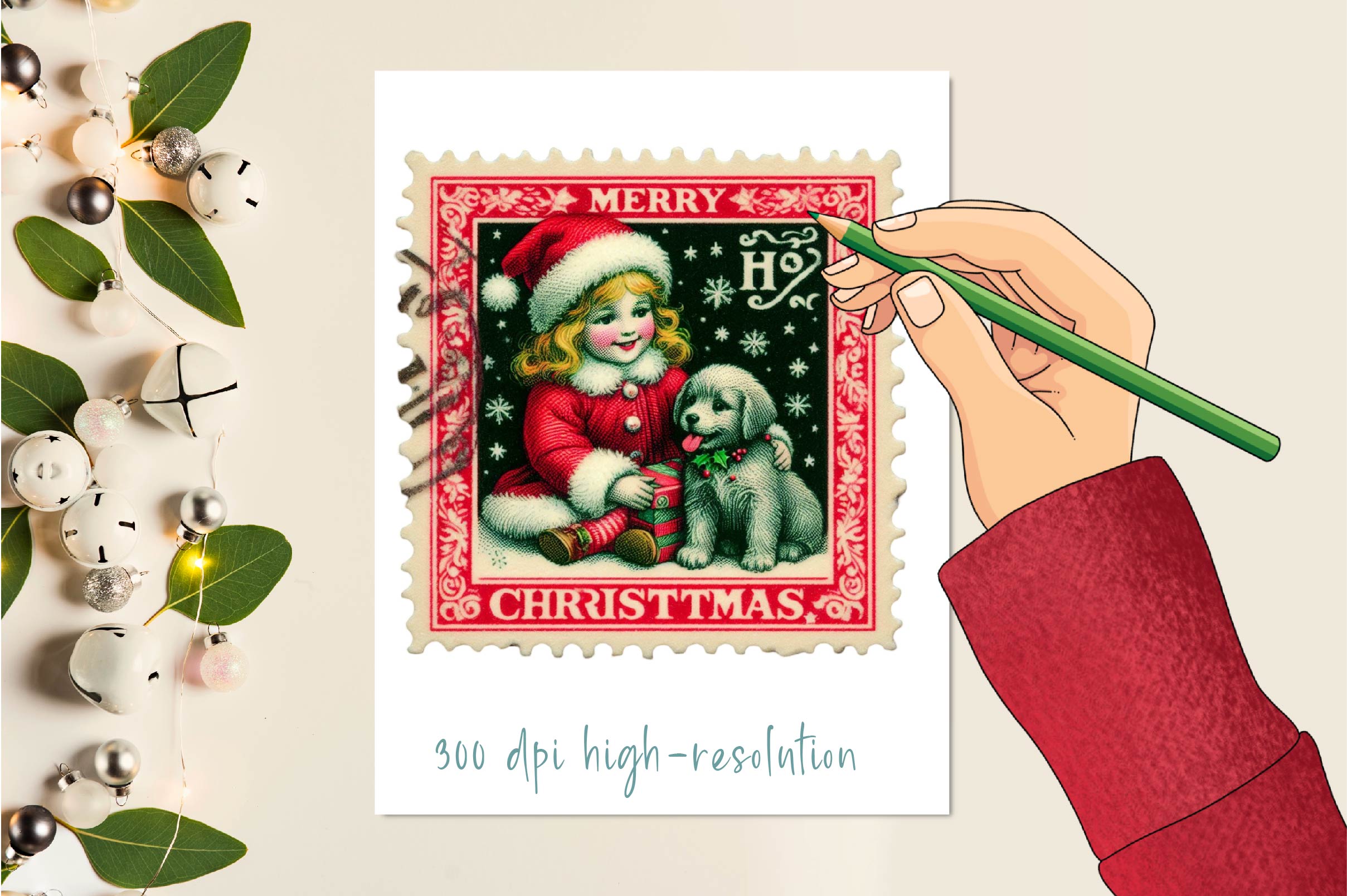 Christmas Girl Postage Stamps Clipart Bundle - CraftNest - Digital Crafting and Art