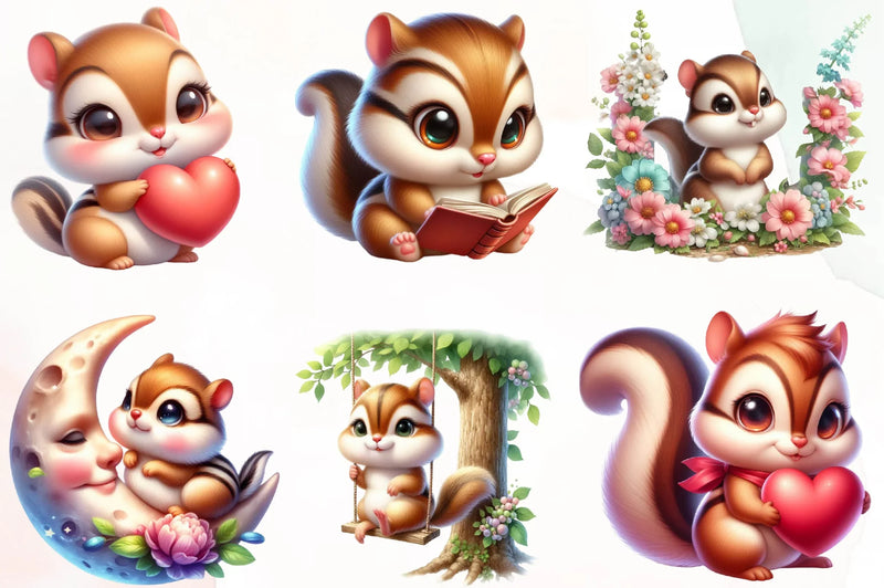 Spring Chipmunks Clipart Bundle - CraftNest - Digital Crafting and Art