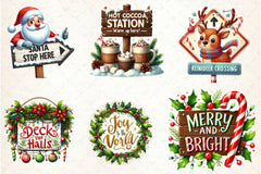 Cute Christmas Signs Clipart Bundle - CraftNest - Digital Crafting and Art