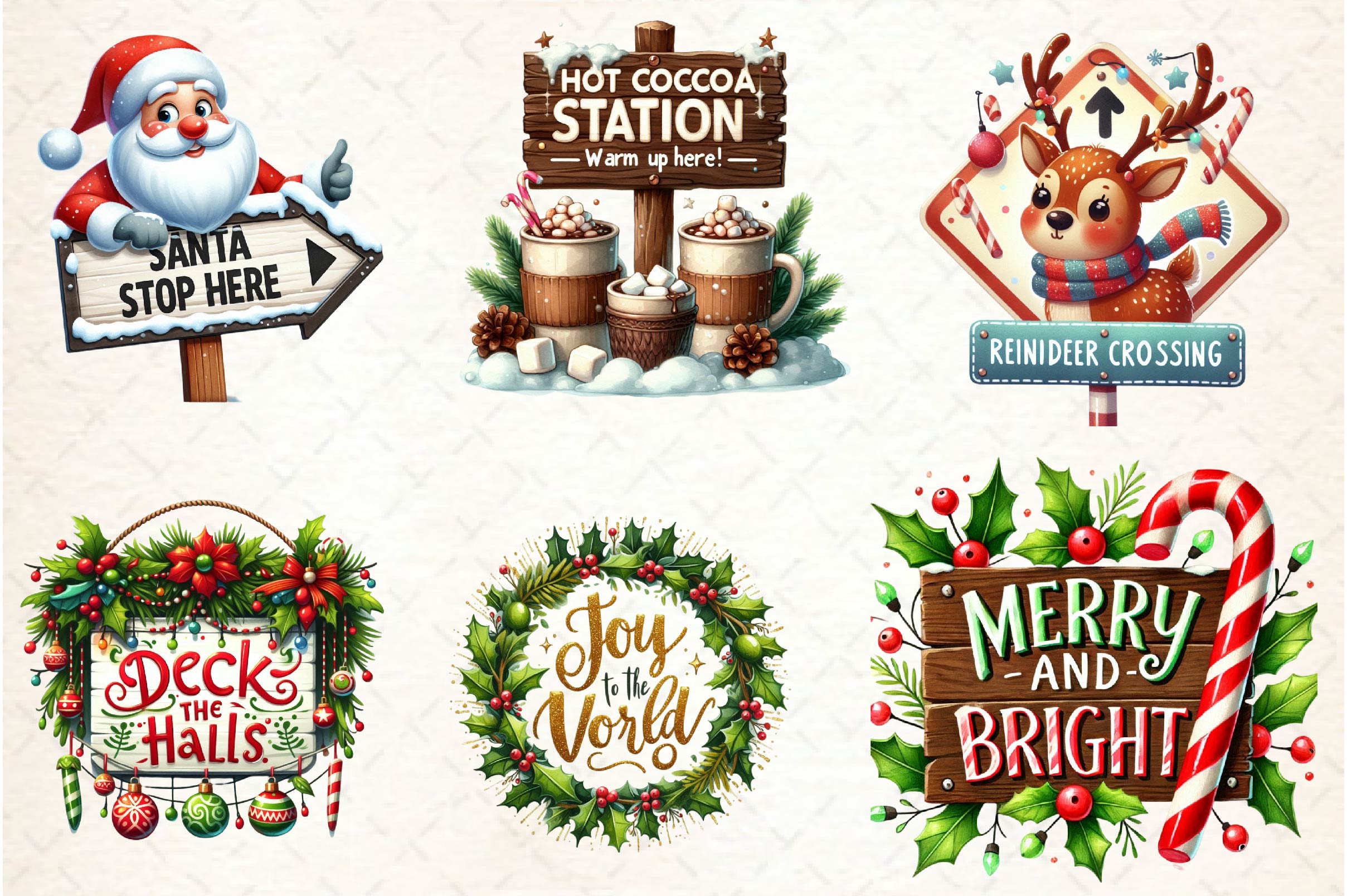 Cute Christmas Signs Clipart Bundle - CraftNest - Digital Crafting and Art