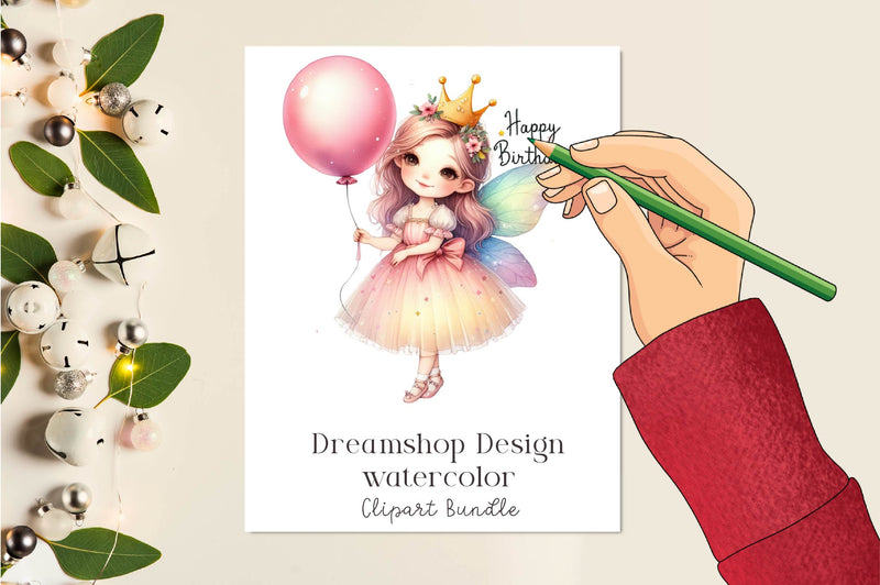 Cute Fairy Happy Birthday Clipart Bundle - CraftNest - Digital Crafting and Art