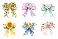 Spring Floral Bow Clipart - CraftNest - Digital Crafting and Art