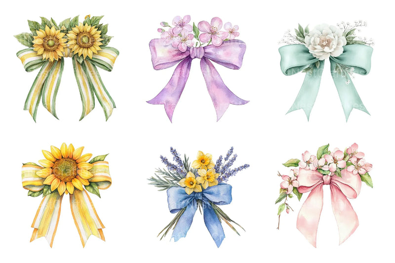 Spring Floral Bow Clipart - CraftNest - Digital Crafting and Art