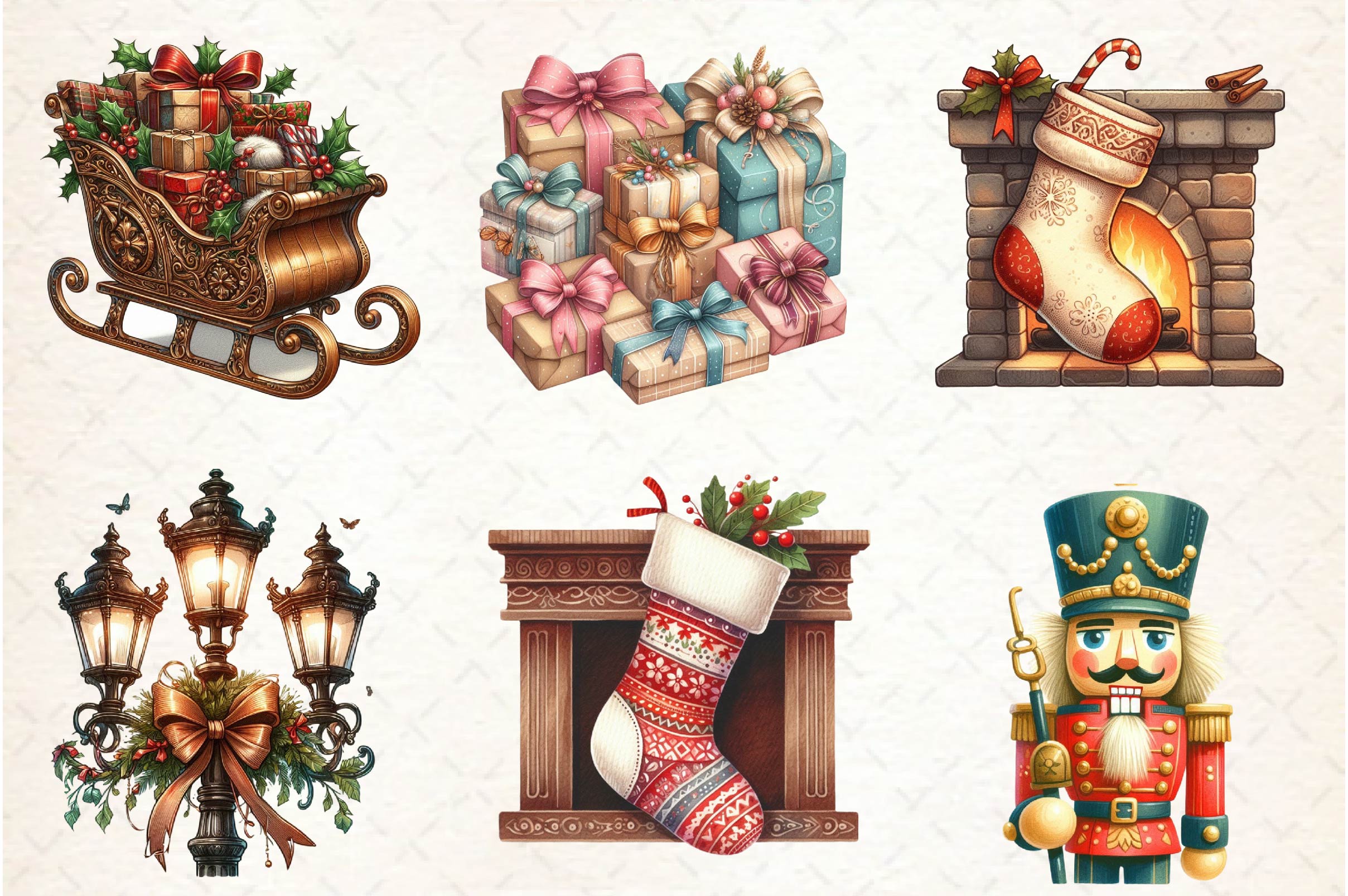 Vintage Drawing Christmas Clipart Bundle - CraftNest - Digital Crafting and Art