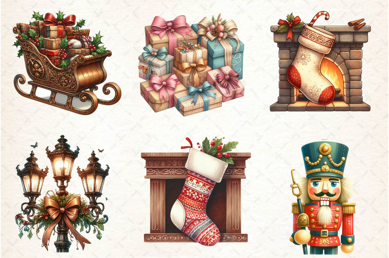 Vintage Drawing Christmas Clipart Bundle - CraftNest - Digital Crafting and Art